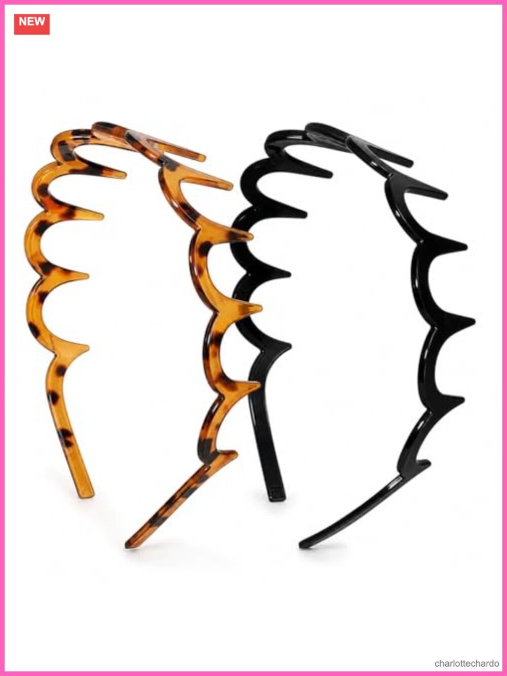 2 Pack Zig Zag Headbands for Women Non Slip Wavy Comb Hair Accessories